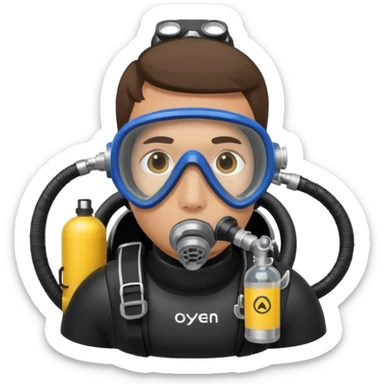 scuba diving with oxygen tank sticker