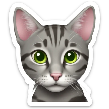 pink nosed green eyed gray tabby sticker