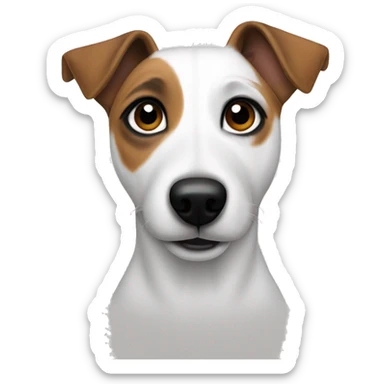 A white Jack Russell Terrier with erect ears and a black spot under its right eye. sticker