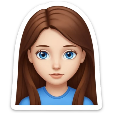 A girl with blue eyes and brown long hair sticker