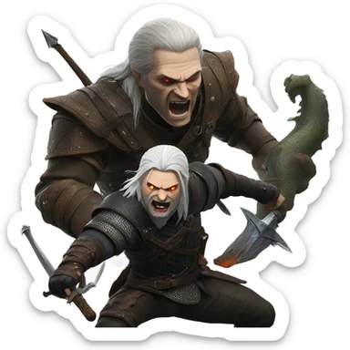 The Witcher defeating a monster sticker