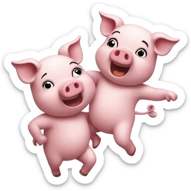 2 pigs dancing sticker