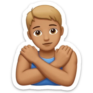 Person cross Arm holding neck sticker