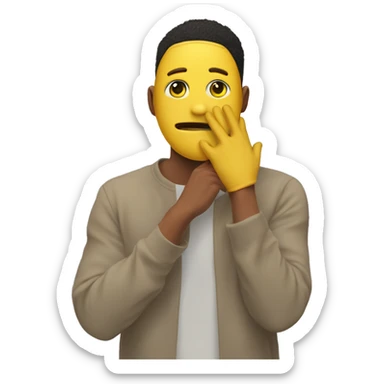 yellow normal emoji face covering his face with his hand  sticker