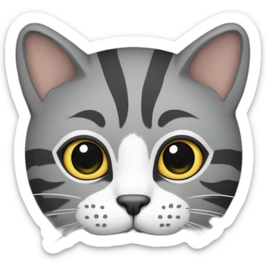 grey cat with stripes male sticker