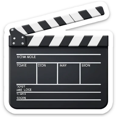 minimalist movie slate with clean lines, one diagonal stripe, geometric rectangular outline sticker