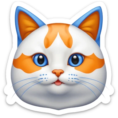 gatito blanco con manchas naranjas y ojos azules sticker