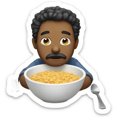 Sad person eating cereal sticker