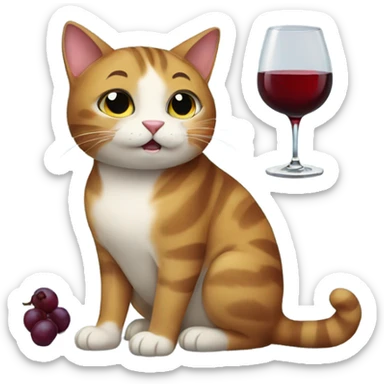 Cat drinking wine sticker