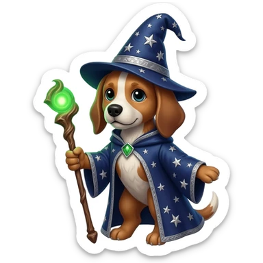 Dog wizard sticker