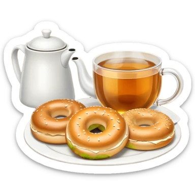 Tea and bagels sticker