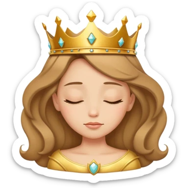 Sleeping light brown princess with crown  sticker