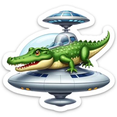 crocodile in a UFO spaceship sticker
