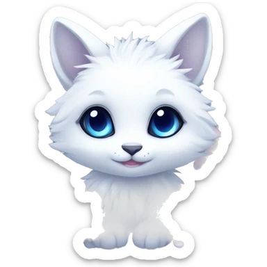 Anthro Edgy Cute Cool Kawaii gorgeous sparkly ethereal white fantasy animal creature with blue eyes furry sona with flowers and butterflies beautiful aesthetic sticker