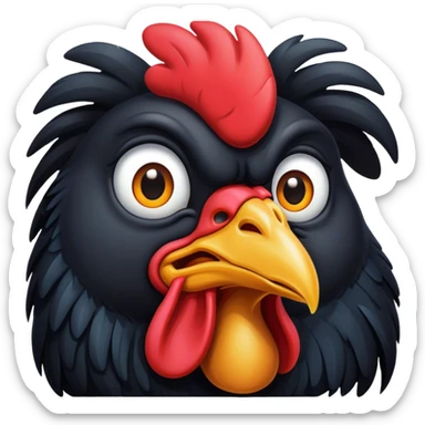 Black rooster face sticker