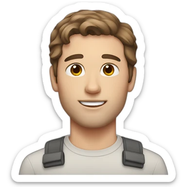 White handsome Man with brown hair and grey cat sticker