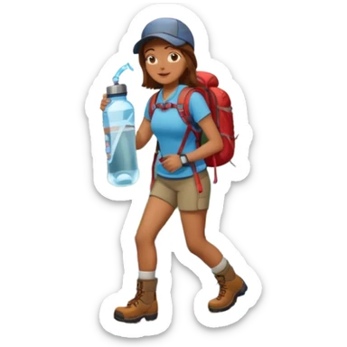 woman hiking in the woods in the sunshine brown hair sticker