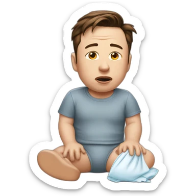 Crying-Elon-Musk-wears-a-poop-diaper sticker