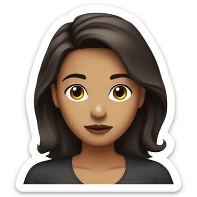 Medium skin medium length dark brown hair with concerned look sticker