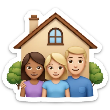 family of 4 inside a house outline sticker