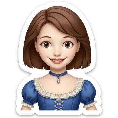 A marionette which is a girl with a brown hair and a beautiful smile sticker