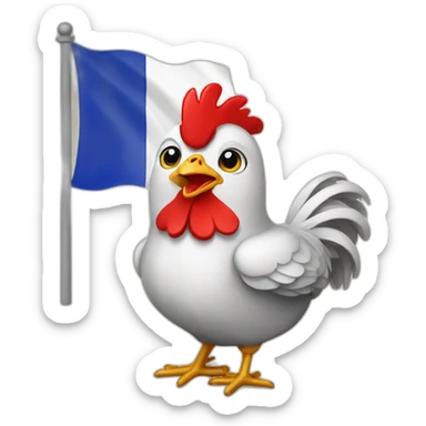 Chicken with france flag sticker
