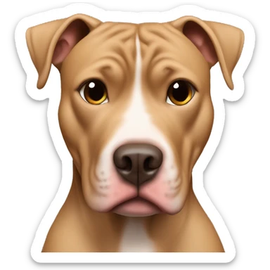 Tan beefy male pit bull with  petite long brown haired woman with bangs sticker