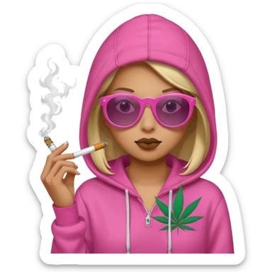 girl smoking weed with pink hoodie with shades sticker