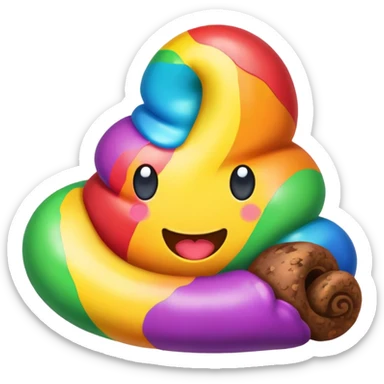 Rainbow poop color full  sticker