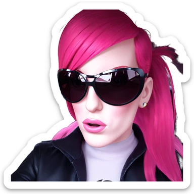 girl with pink hair sunglasses sticker