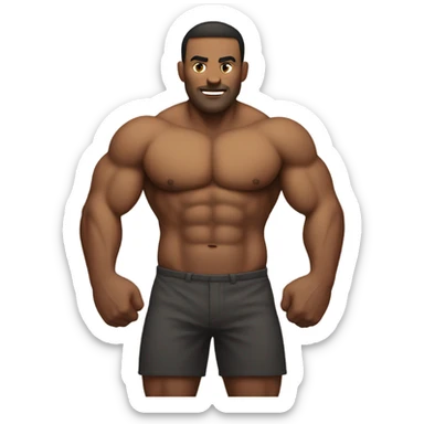 Muscular man with a ball gut sticker