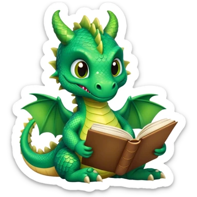 Cute dragon reading a book sticker