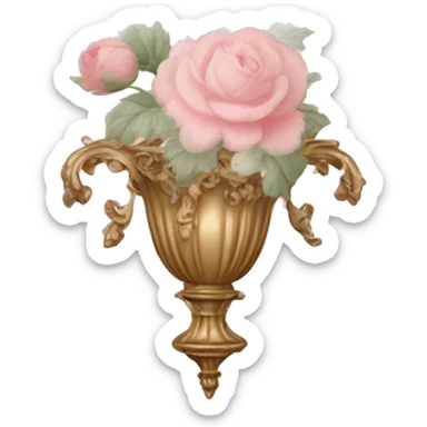 vintage rococo light pink dainty floral vanity sticker