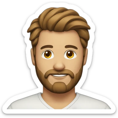 Man with bun and beard with brown hair sticker