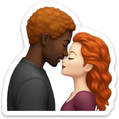 black man and a redhead kissing sticker