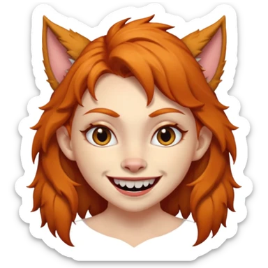 Werewolf ginger girl with a smile sticker