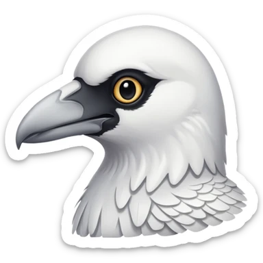 a white crow emoji looking down sticker