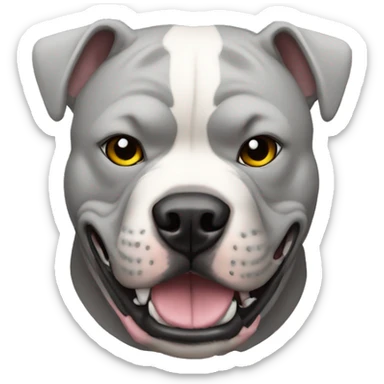 Light grey Pitbull wearing a wrestling mask sticker