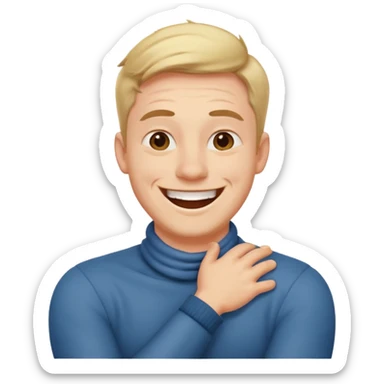 A guy laughing with his arms crossed on his neck  sticker