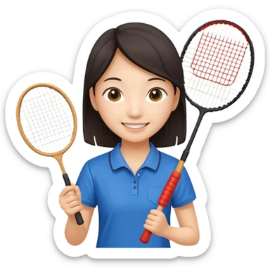 ancient hanbook girl with badminton racket sticker