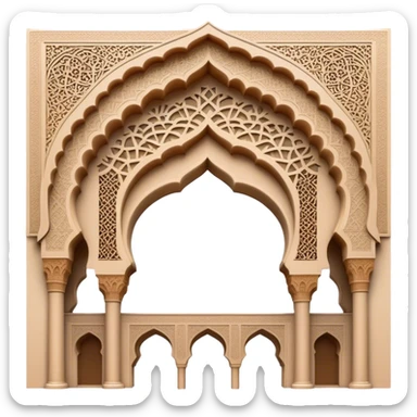 Cinematic Realistic Alhambra Landmark Emoji, capturing the intricate Moorish architecture, ornate arches. sticker
