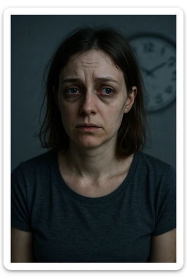 Donna con cortisolo elevato ritmo circadiano alterato immagine realistiche sticker