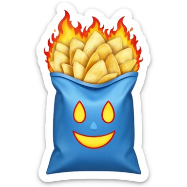 Chips blue names fire in abag sticker