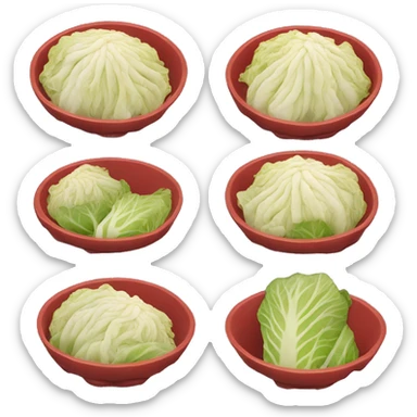 Kimchi: a small bowl with red, spicy Napa cabbage sticker