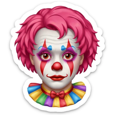 red glitter clown with the sad facial expression sticker