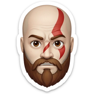 God of War Kratos (white skin, beard and eyebrow color brown) sticker
