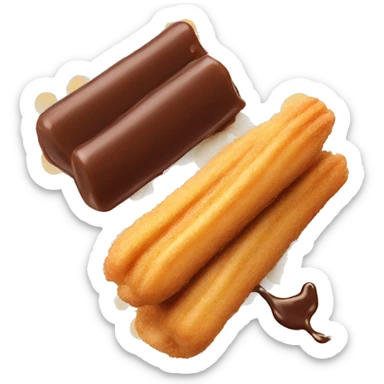 Churro with chocolate dipped tip sticker