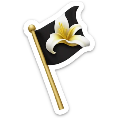 Black and white flag with gold lily flower  sticker