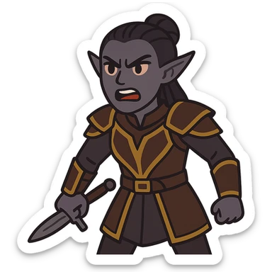flat toon style illustration of Umbralma from Baldur's Gate 3 with angry expression sticker