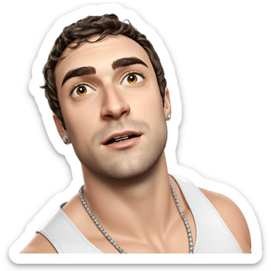 male portrait with jewelry sticker